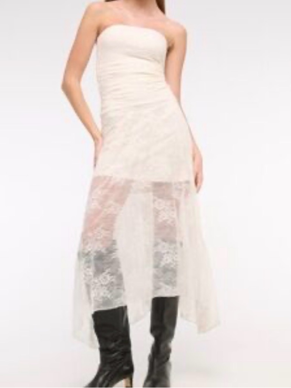 Abercrombie & Fitch White Lace Strapless Dress